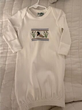 White Baby Sleep Gown with Duck Embroidery - Classic Kids Pajamas